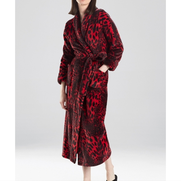 Natori red leopard robe small - Picture 1 of 4
